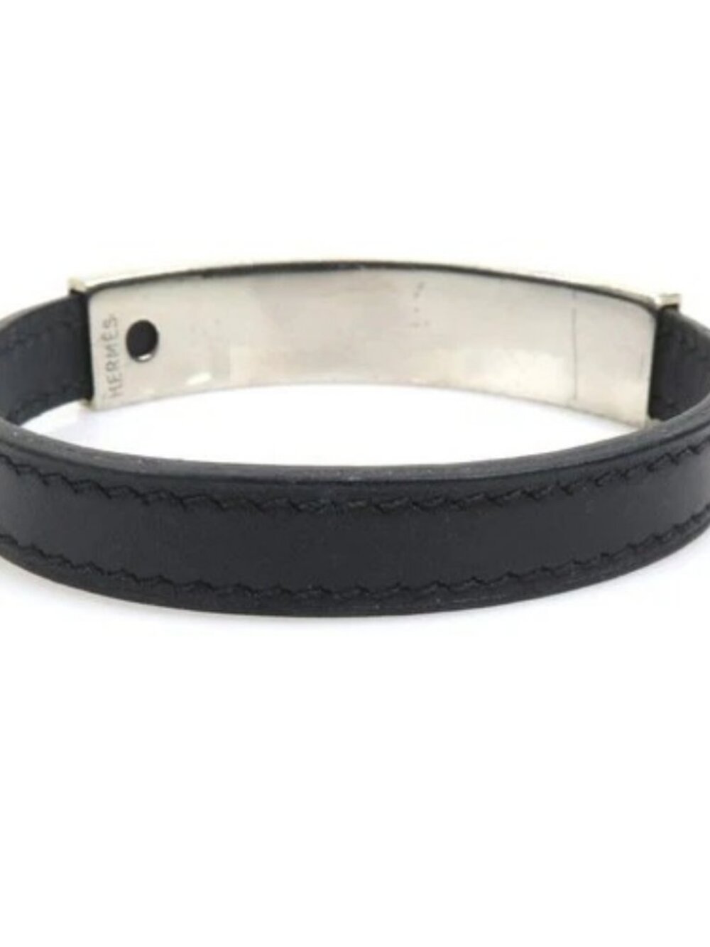 Auth HERMES Pusupusu Bracelet Black/Silver Leather/Metal - 56347a - Picture 4 of 10